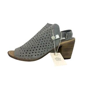 Sophia Milano Heels  Womens Size 8  Gray Perforated Suede Peep Toe Sandals